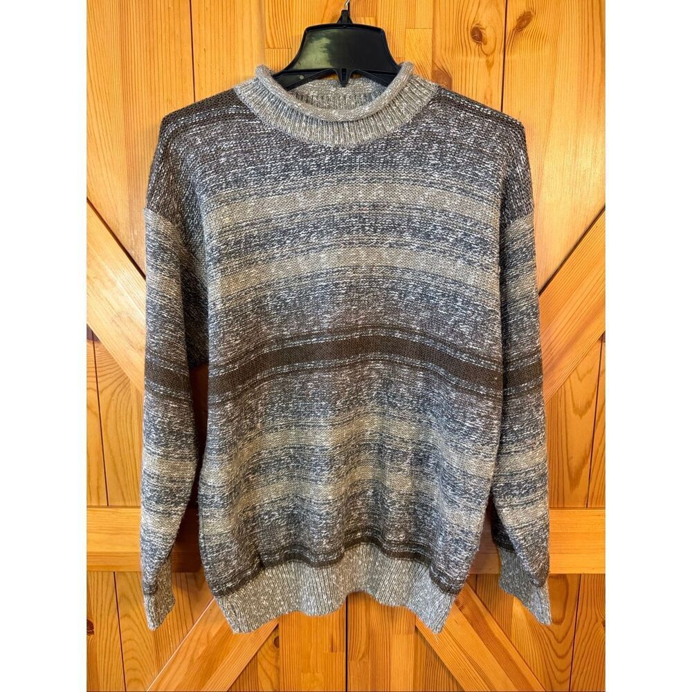 Vtg Old Glory Brown Multicolor Wool Blend Rollneck Sweater Read Size Medium (696